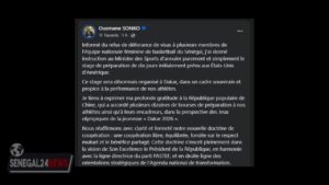Ousmane sonko – refus visa basketeuse